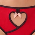 thumbnail image 4 of Ozmmyan Womens Low Rise Ribbed Cotton Bikini Panties Heart Cutout Bow Detail Breathable Cheeky Underwear, 4 of 5
