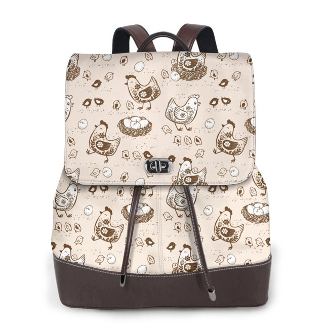 Balery Retro Rooster Mochila de Cuero para Mujeres, Gran Capacidad, Bolsa de Viaje Multifuncional, Mochila de Cuero y Bolsa de Hombro para Mujeres