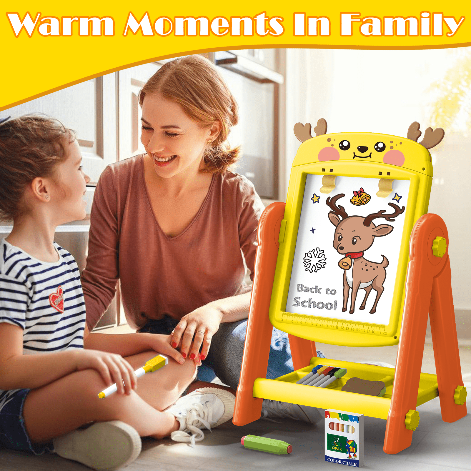 LINXUXIE Easel for Kids, Magnetic Drawing Board for Boys & Girls, Birthday Gift for 1-3 3-5 5-8 Year Old
