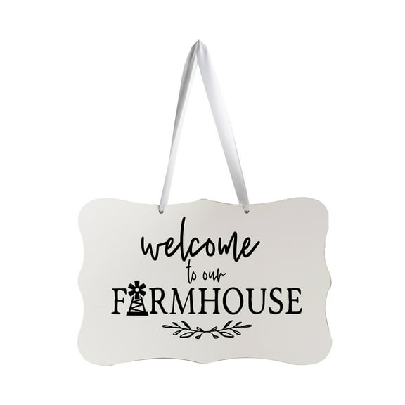 Modern Inspirational Wooden Wall Hanging Sign for Home Decorations 8x12 - Welcome To Our Farmhouse (Leaf)