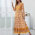 thumbnail image 6 of gakvbuo Fall Dresses for Women Long Sleeve Maxi Dress for Women Plus Size Dress Casual Button Down Boho Dress V Neck Floral Print Fall Long Dresses, 6 of 6
