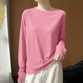 thumbnail image 2 of Liuinsasek Women's Long-Sleeve Top Knit Pullover Fashionable Thin Lightweight Solid-Color Round-Neck Base Layer Winter Outfits, 2 of 8