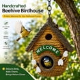 thumbnail image 4 of YAMB Tree Stump Honeycomb Bird Feeder, Dual-use Bird Nest & Feeding Station with Metal Hook, Easy-fill & Wash Bird Food Container for Outdoor Courtyard Garden Accessory & Bird Lovers, 4 of 6