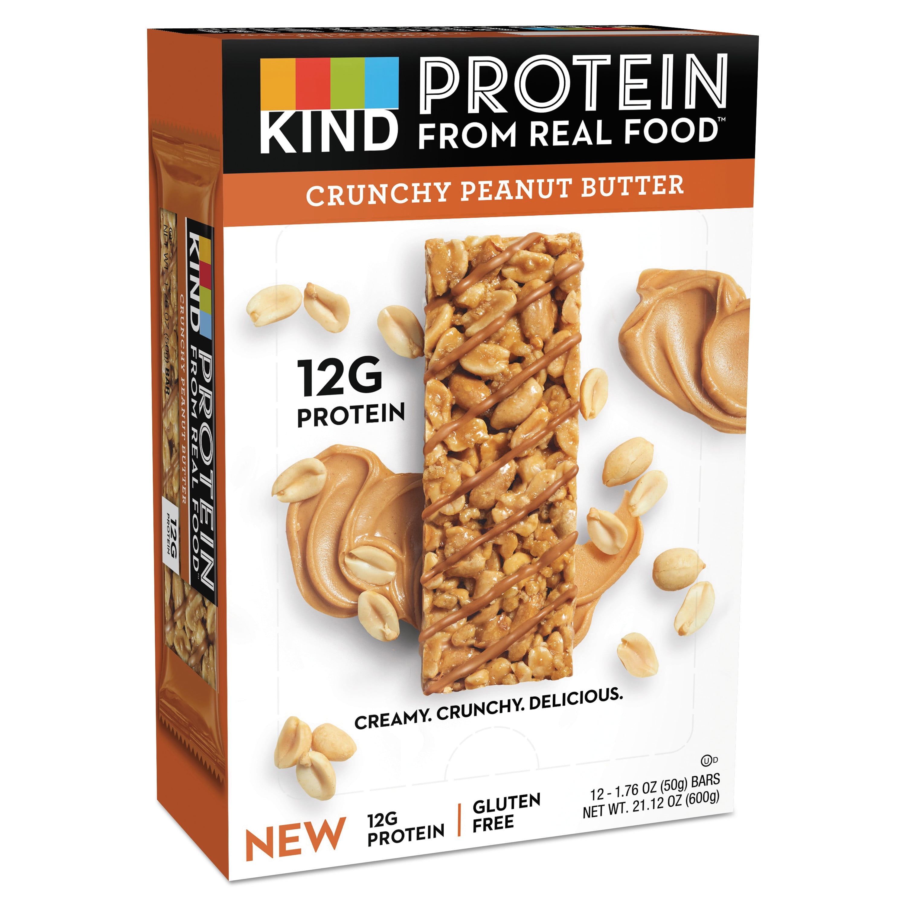 KIND Protein Bars, Crunchy Peanut Butter, Gluten Free, 12g Protein,1.76oz, 12 Count