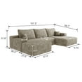 thumbnail image 5 of MAYEERTY 107" Cloud Sectional Sofa with 1 Ottoman, Modern Minimalist U-Shaped Deep Seat Couch, No Assembly Plush Corduroy Fabric, Camel (3 packages), 5 of 5