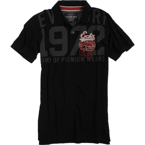 Ecko Unltd. Polo de rugby para hombre 1972 Premium Wears, negro, extra pequeño