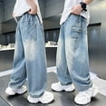 thumbnail image 2 of Boys Baggy Jeans Straight Leg Wide Leg Jeans Boys Back To School Clothes Boys' Jeans Size 5-16 Years, 2 of 6