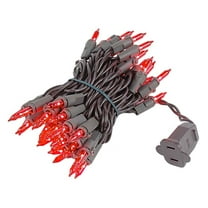Novelty Lights Red 50 Light Incandescent Mini Christmas String Lights Brown Wire 11 Feet