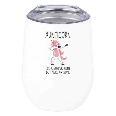

Koyal Wholesale Funny Aunticorn Wine Tumbler with Lid 12 Oz Stemless Stainless Steel Insulated Tumbler