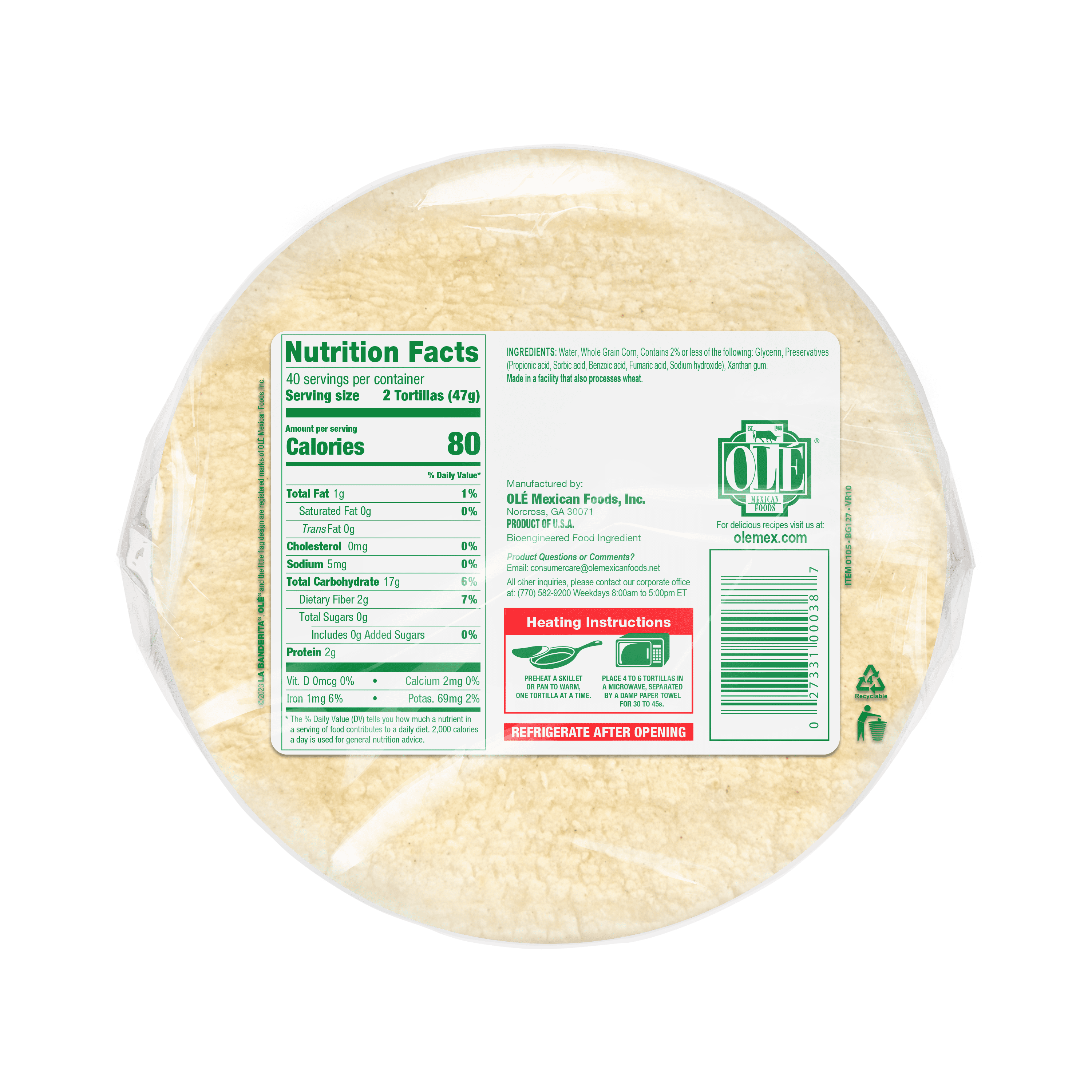 La Banderita White Corn Tortillas 80 Count