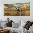 thumbnail image 2 of Canvas Wall Art Highland Cow Cattle Longhorn Cattle Picture Texas Wildlife in Sunset Farm Painting Modern Home Farmhouse Decor Framed, 2 of 6