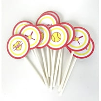Softball Cupcake Toppers 12pcs , Cake Picks , Soft Birthday Decoration Party Supplies, Team Baby Shower Themed Celebration