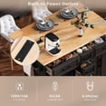 thumbnail image 5 of 56.5'' Kitchen Island with Drop Leaf and Power Outlet, Rolling Kitchen Island Cart on Wheels with 4 Doors, 5 Deep Drawers and Adjustable Shelves for Kitchen, Dining Room, Black, 5 of 8