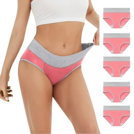 Best Sale! WEANT Panty Liners for Women Butt Lifting Panties 5PC Women s Large Color Cotton High Waist Pants with Raised Hips Underwear Watermelon Red 4XL