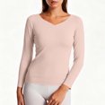 thumbnail image 4 of Miqool Womens Long Sleeve Thermal Shirts Casual V Neck Soft Stretchy Breathable Lightweight Base Layer Underwear Top, 4 of 6