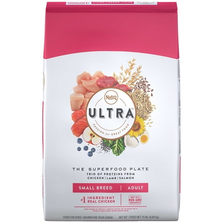 NUTRO ULTRA Adult Small Breed High Protein Natural Dry Dog Food with a Trio of Proteins from Chicken, Lamb and Salmon, 15 lb. Bag