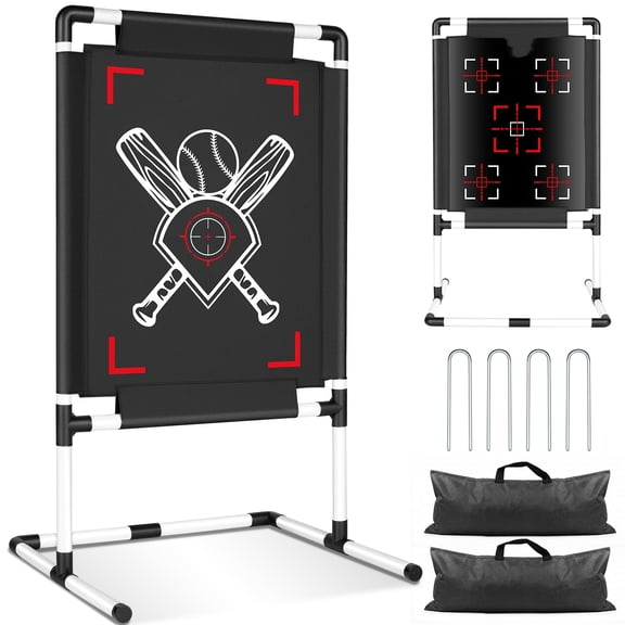 FITPLAY Baseball Strike Zone Target, Adjustable Height Pitching Strike Zone Trainer with Double-Sided Target