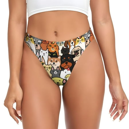 Sigee Cats & Dogs Group for Women s G-String Panty  Low Rise  Soft Lace Perfect for Everyday Wear or Special Occasions-3X-Large