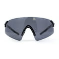 thumbnail image 2 of Polarized Mens Cool Futuristic Curved Shield Rimless Plastic Sport Sunglasses Shiny Black - Black, 2 of 4