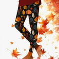 thumbnail image 2 of XJDJHC Thanksgiving Leggings For Women Maple Leaf Pumpkin Print High Waisted Tummy Control Graphic Funny Workout Gym Stretchy Yoga Pants, 2 of 5