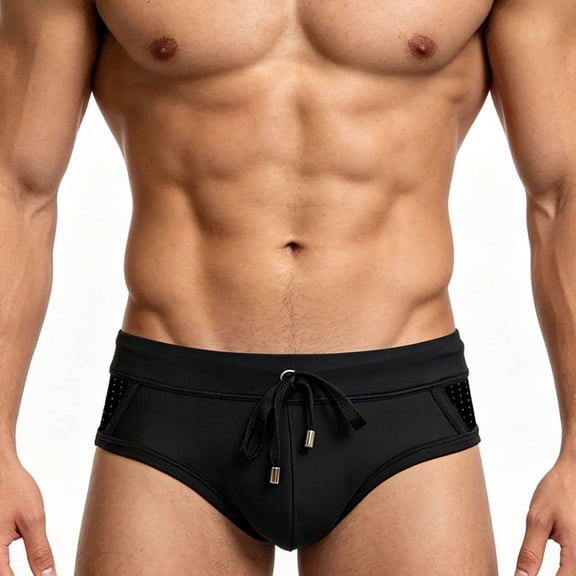 jobturf Side Striped Swim Briefs for Men Quick Dry Low Rise Swim Trunks with Removable Pad Comfy Underwear Panties for Beach Pool M-2XL