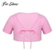 thumbnail image 2 of Kids Girls Short Sleeves Solid Cotton Ballet Bolero Top Cropped Shrug Cardigan Dance Practice Wedding Ballet Leotard Wrap Coat130 Gong Bohan LED, 2 of 2