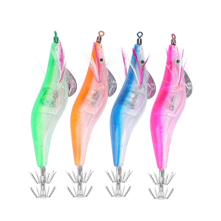 Eatbuy 4 Colors Electric Luminous Bionic Shrimp, 10cm Electric Fishing Lures,  Saltwater Squid Fishing Baits for Outdoor Fishing 
