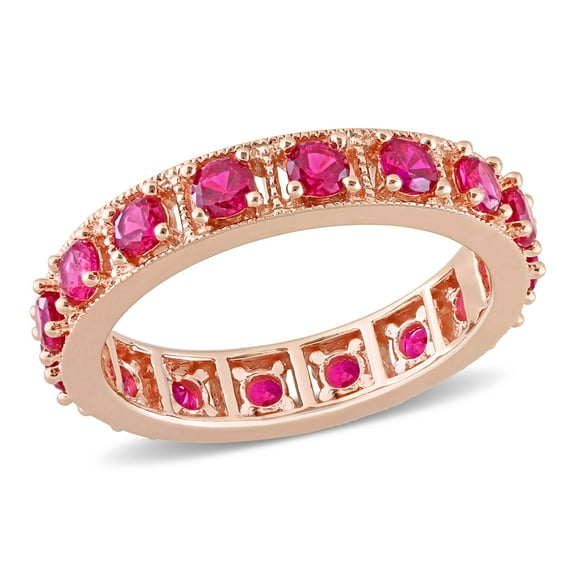 Everly Women's Created Ruby Rose Gold Plated Ring