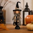 thumbnail image 3 of Halloween Witch Figurine,8 Inch Plaid Outfit Witch with Pumpkin Decor Desk Statue,Cute Holiday Table Centerpiece Decor,Women's Festival Gifts, 3 of 6