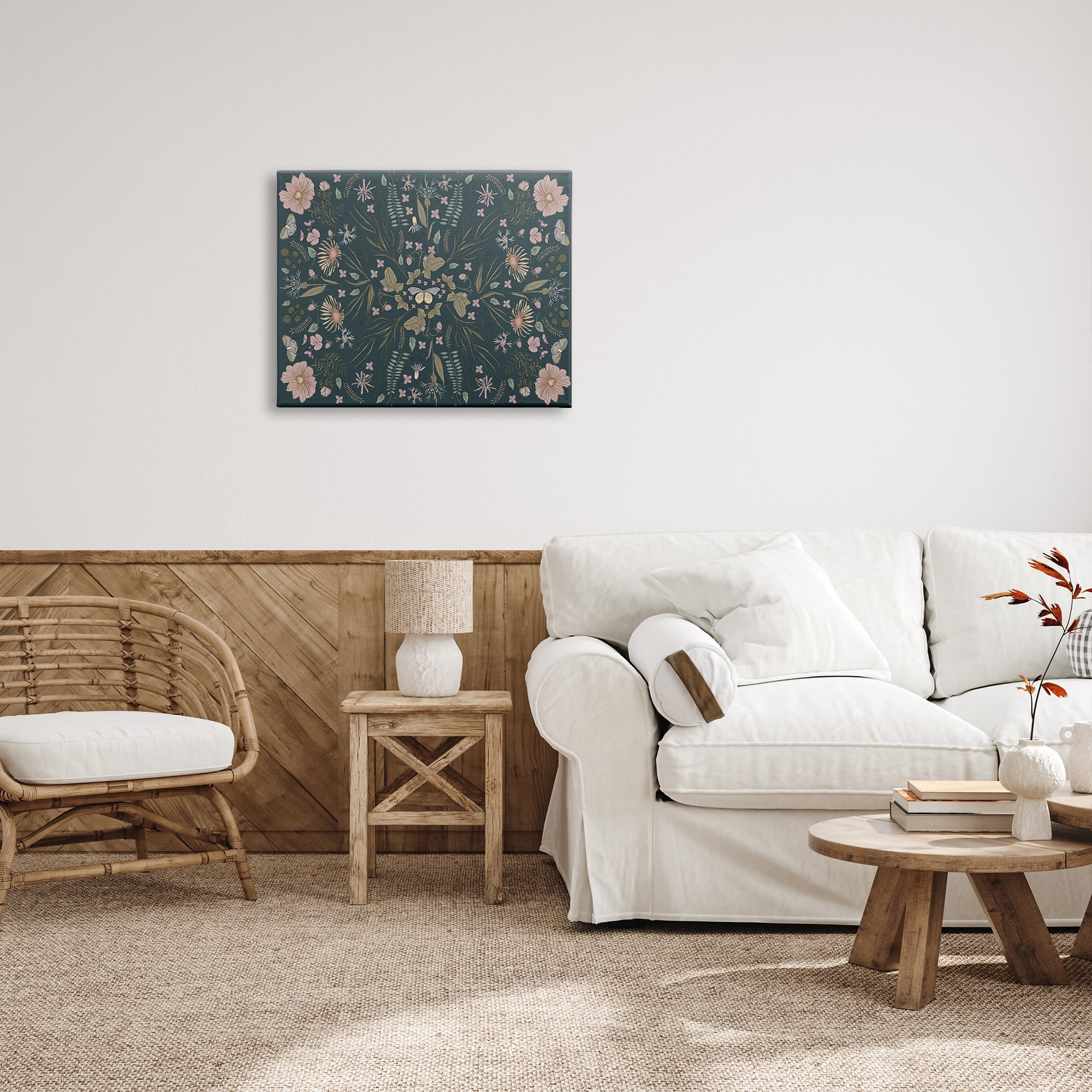 Stupell Industries Varied Floral Botanical Pattern Butterfly Insect Motif Graphic Art Gallery Wrapped Canvas Print Wall Art, Design by Birgit Maria Kiennast