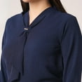 thumbnail image 4 of Globus Women Navy Blue Tie-Up Neck Cuffed Sleeves Workwear Top, 4 of 6