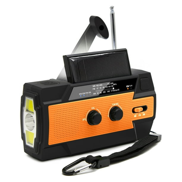 Radio portátil AM/FM y NOAA para exteriores con energía solar y manivela