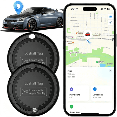 RIONIMA Air Tracker Tag for Ios Device,Bluetooth Smart Key Finder,2 Pcs|Work with Find My Item Locator Ip67 Waterproof Global Tracking Device for Car Pet Wallet Backpack Luggage (Ios Only)