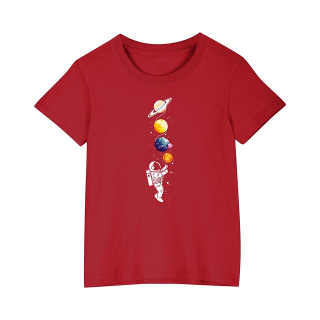 RXIRUCGD 2025 Vêtements d'Été pour Enfants T-shirt Imprimé Mode Mignon Col Rond Manches Courtes