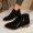 Black, variant on Suede Ankle Boots for Women Low Chunky Heel V Cut Cozy Booties with Side Zipper Slip On Elegant Business Casual Dress Boots Vintage Casual Pointed Toe Work Shoes Ginger 41(US-8.5)
