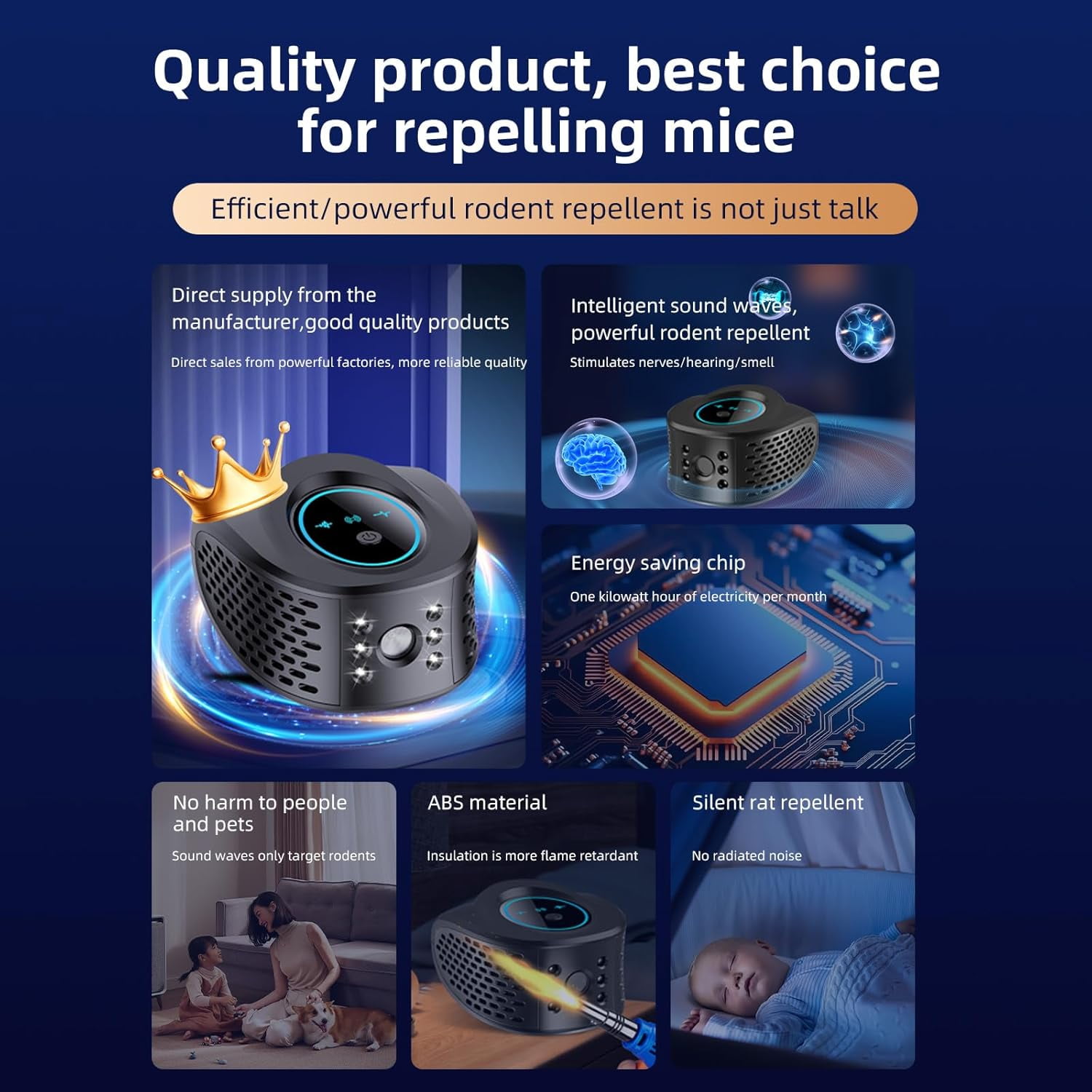 Mouse Repelent Rodent Repelent Ultrasonic Plug in with 4 Modes Rat Spider Repelent for Attic House Garage Basement Warehouse