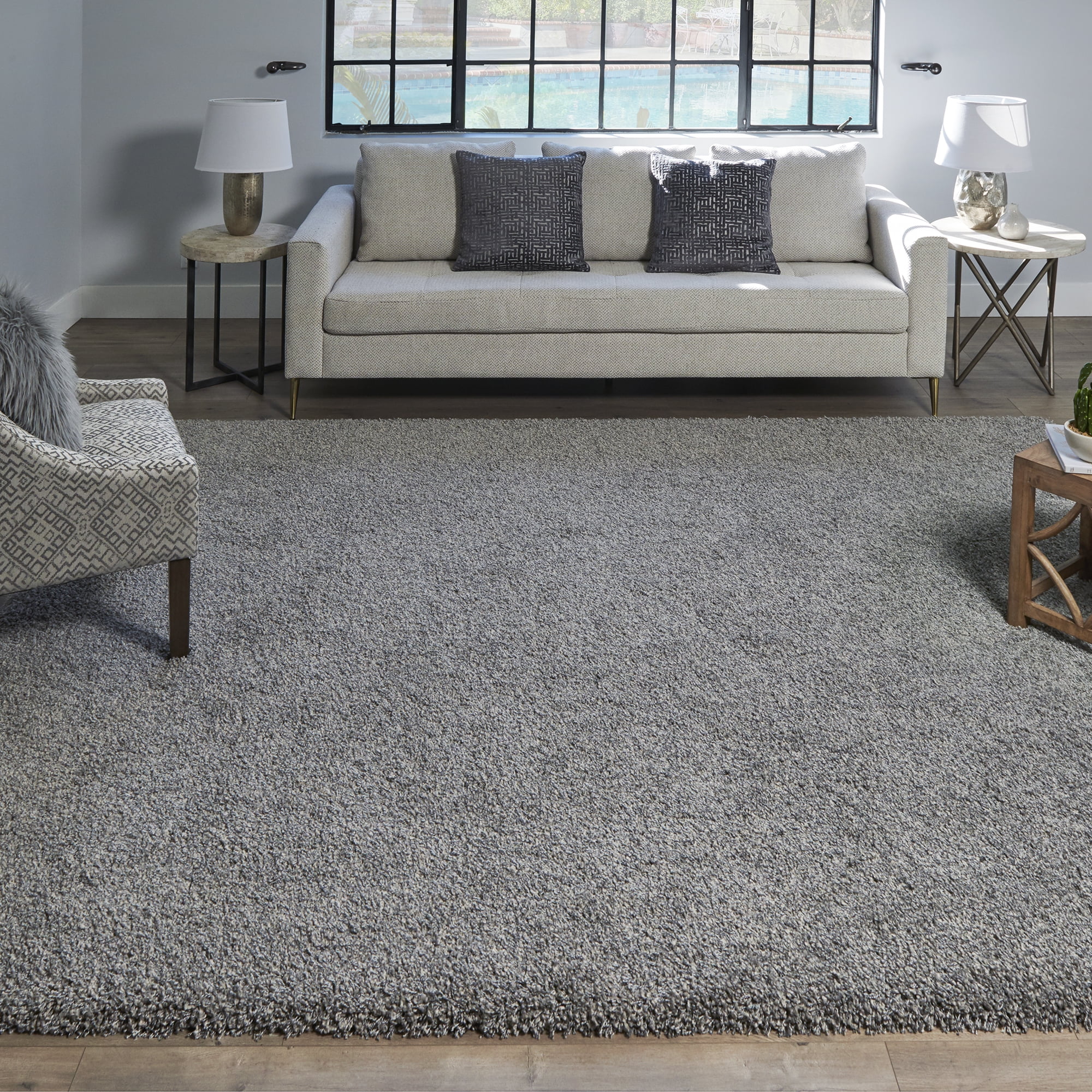 Gertmenian Ultimate Shag Solid Color Smoke Indoor Area Rug, 8x10