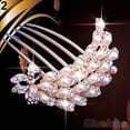 thumbnail image 5 of opvise Wedding Bridal Rhinestone Faux Pearls Hairpin Flower Peacock Hair Clip 6, 5 of 8