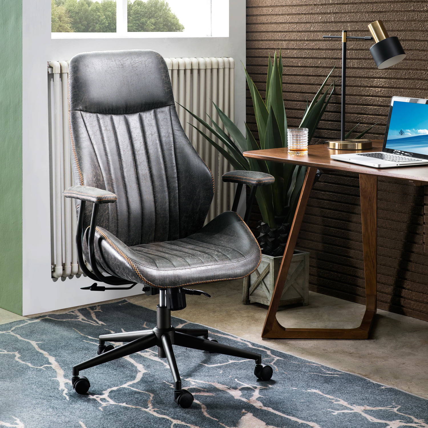 ovios Ergonomic Office Chair,Modern Computer Desk Chair,high Back Suede