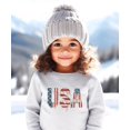 thumbnail image 3 of Ink-Printed USA Distressed Flag Sweatshirt for Women Kids July 4th Family Matching Crewneck Gray Sweatshirt Youth Small, 3 of 8