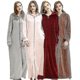 thumbnail image 1 of Bata con capucha para mujer, bata de baño, cálida y suave, forro polar con cremallera, batas largas O, 1 of 2