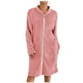 thumbnail image 5 of AUNVITO Women's Cozy Solid Long Sleeve Zip Front Bathrobe Fall Winter Casual Loungewear, 5 of 5