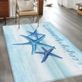 thumbnail image 3 of Enjoy Summer Washable Area Rugs 3'x5', Coastal Watercolor Blue Sea Starfish Teal White Low Pile Throw Living Room Rug Non-Slip Sturdy Edge Binding Carpet for Indoor Entryway Bedside Kitchen, 3 of 9