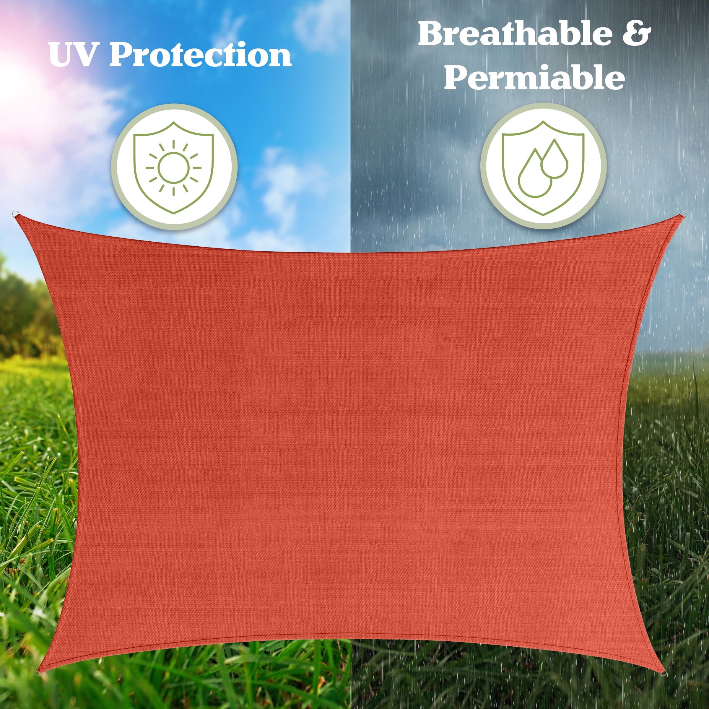 Pure Garden 10x13ft Sun Shade Sail – UV-Blocking Outdoor Canopy with D-Rings & Ropes, Terracotta