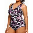 thumbnail image 2 of GHSDFBB Women Plus Size One Piece Swimsuits V Neck Tummy Control Bathing Suits Retro Ruched Swimwear, 2 of 7