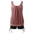 thumbnail image 3 of Womens Swimsuits Solid Color Stylish Ruffle Tankini Tops with Boyshorts Coffee Womens Bathing Suits XXL, 3 of 6