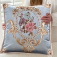 thumbnail image 5 of chaungfeng Vintage Euro Emboss Flower Pillows Covers 18.9"x18.9",Sofa Upholstery Cushion Cover, Car Office Bedrooms Home Backrests Pillowcases, 5 of 6