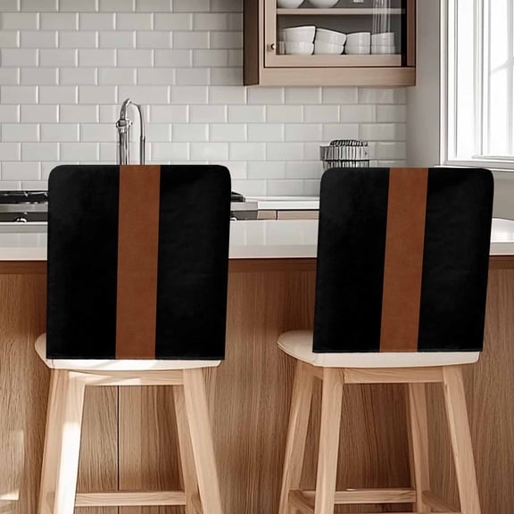 Boho Black Chair Covers Set of 4 and Brown Striped Tribal Farmhouse Style Chair Back Covers Stretch Removable Washable Slipcovers Protector for Dining Room Kitchen Party Decor