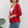 thumbnail image 5 of Lace Cardigan for Women 3/4 Sleeve Open Front Lightweight Crochet Shrug Bolero Open Dressy Casual Summer Cover Up Sweater Red L, 5 of 5