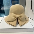 thumbnail image 4 of KALE Sun Hat Oversized Bow Beach Foldable Solid Color Beige, 4 of 4